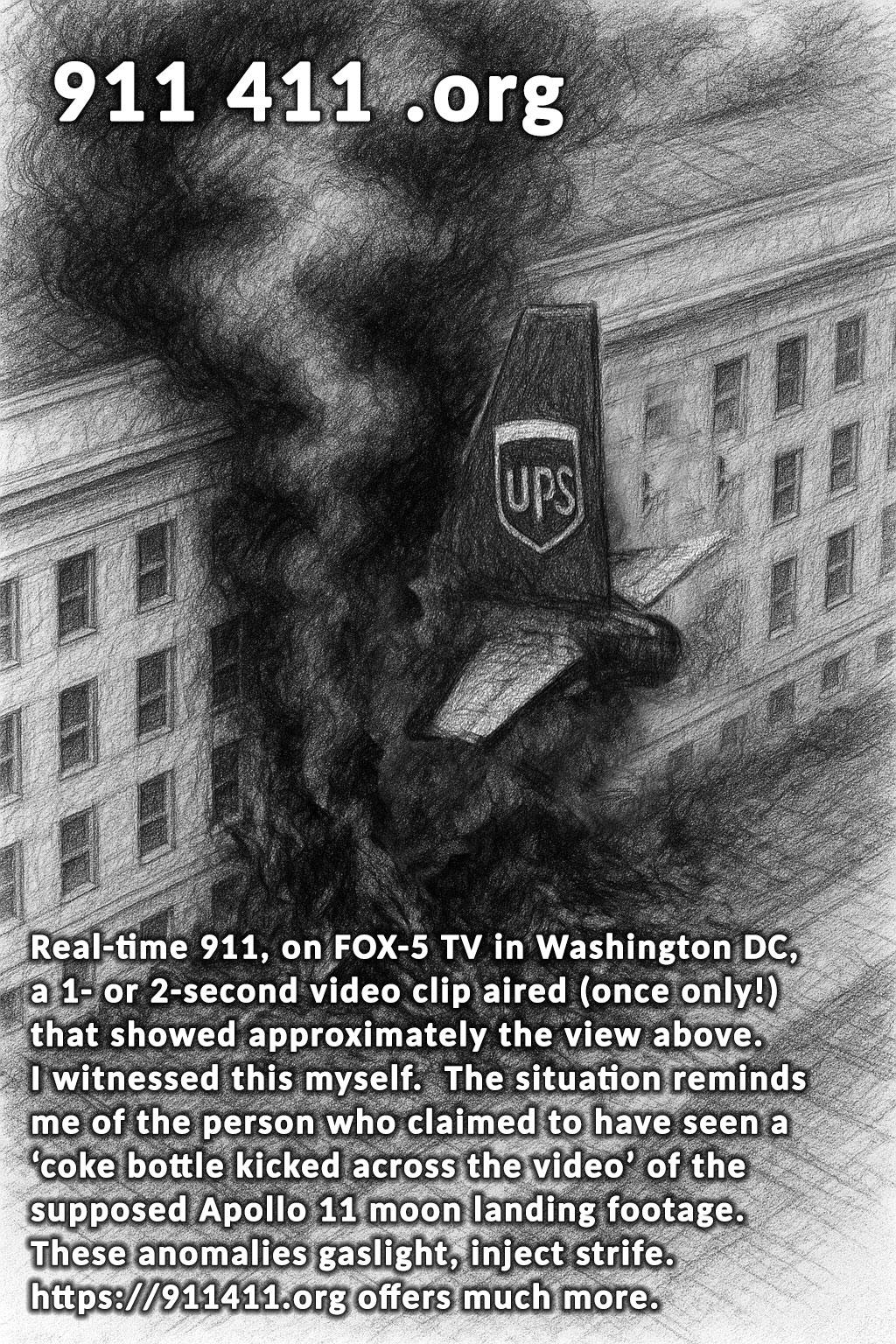 The UPS Plane that Hit the Pentagon on 911 per Washington DC FOX-5 News Blip